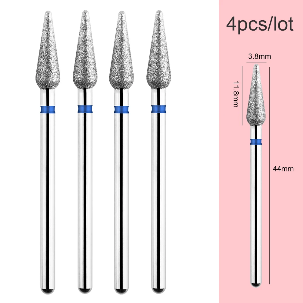 4 pçs/lote cortadores de diamante para manicure russa prego broca bits cutícula rebarba fresa para pedicure unhas acessórios ferramentas