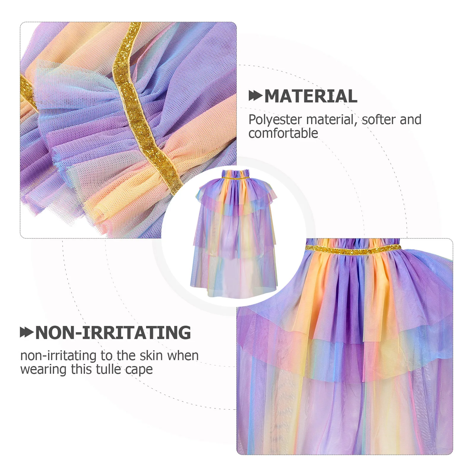 Tulle Cape Kids Soft Breathable Lightweight Cloak for Girls Dress Up Party Cosplay Fairy Costume Girls Cape Kids Cloak