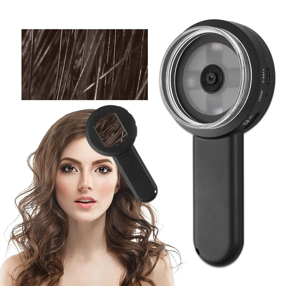 مجهر رقمي محمول لتحليل الجلد - محلل جلدي محمول قابل لإعادة الشحن مع 8 مصابيح LED ومنظار الجلد وماسح ضوئي للبشرة #1