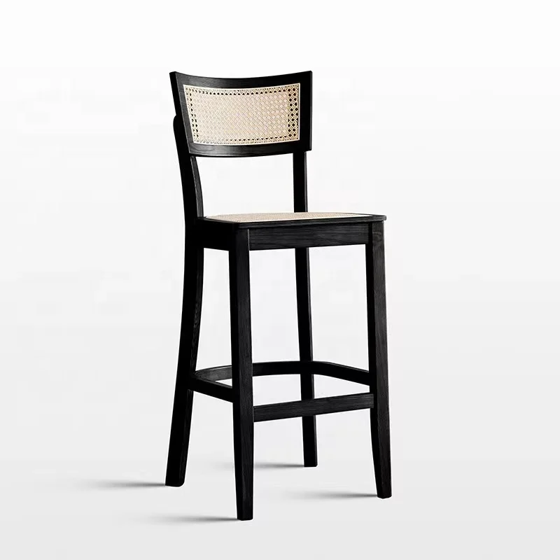 ## Cane Indonesia Wood Garden Wicker Outdoor Cafe Dining Rattan Stools Bar Modern Lounge Mesh High Chair#