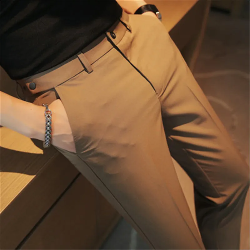 

Dress Pants For Men Ankle Length Slacks Slim Fit Korean Men's Formal Suits Trousers Costume Homme Social Trousers Male Clothes