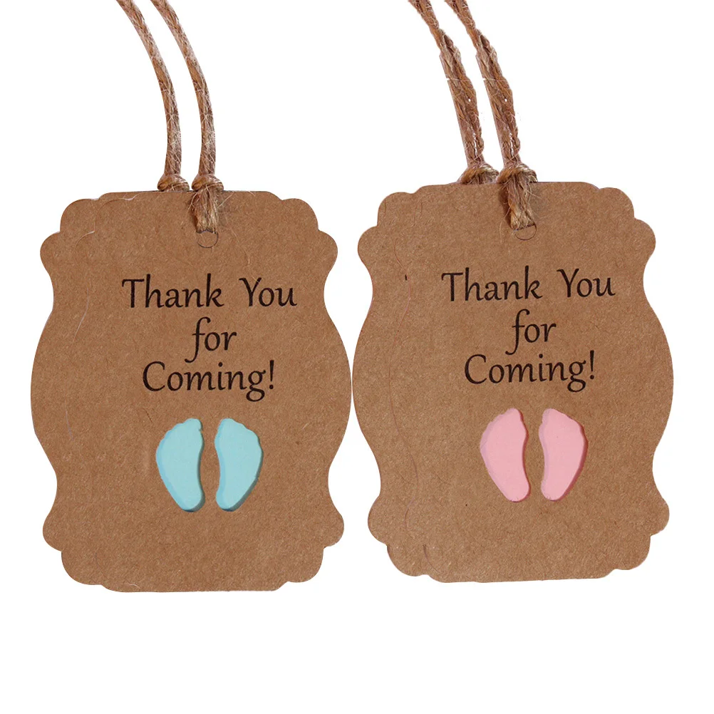 

100pcs Shower Tags For Favors Kraft Paper Thank You Gift Tags Handmade Labels For Party Cupcake Toppers