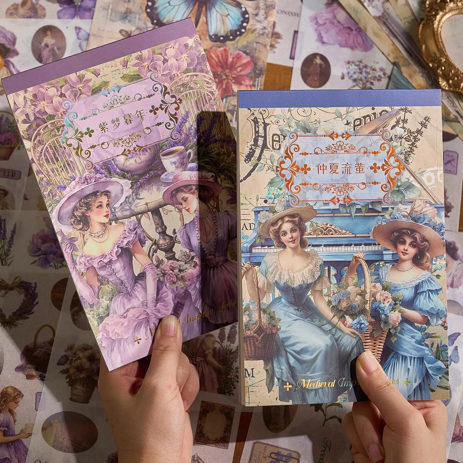 JCAC 50pcs/bag European-Style Character Sticker Book with Retro Aesthetic Design—DIY Journaling and Collage Decorations