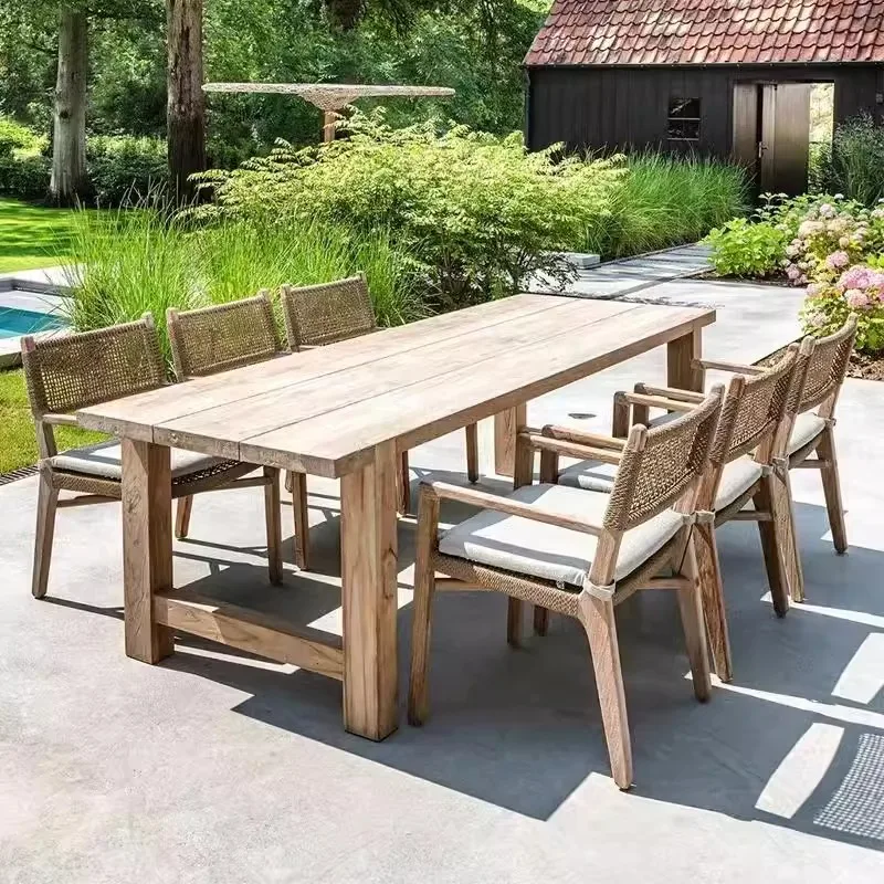 

Teak outdoor tables and chairs, garden tables, leisure preservative wood, old waterproof