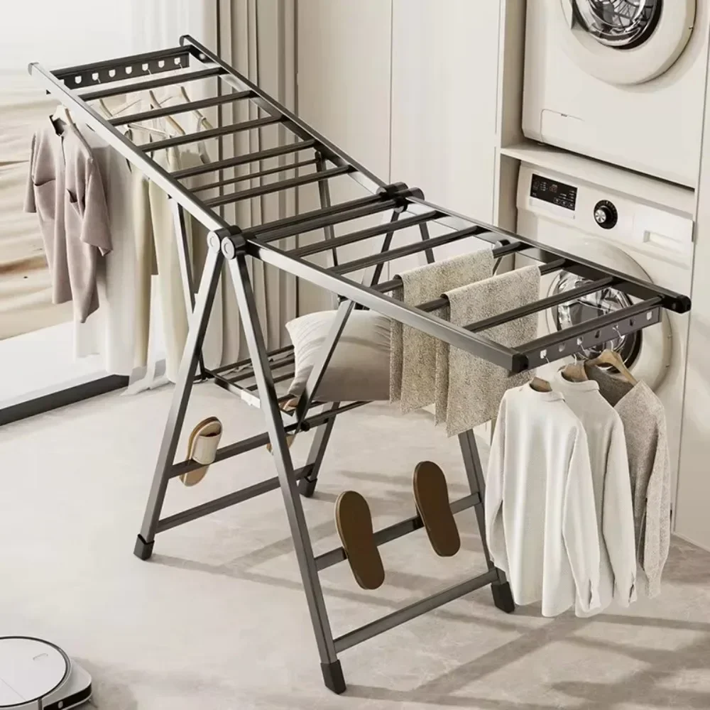 

Foldable Drying Rack Floor Standing Balcony Clothes Rack Indoor Drying Hanger Large Capacity Save Space Foldable Clothes Hanger