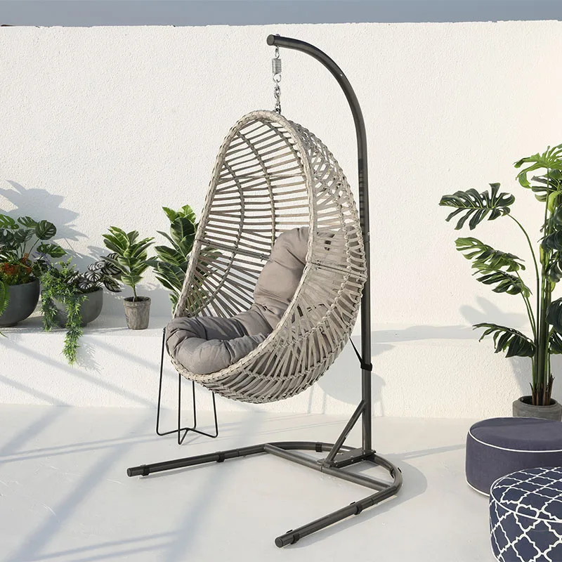 High Profit Swing Suspended Wicker Chair Suspended Garden Chair, Adult Size Rattan Black Flower Egg Swing Chair Indoor