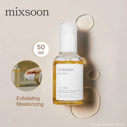 Cuidado de la piel coreano Mixsoon Glow Bean Essence, suero de ácido hialurónico exfoliante hidratante suero de barrera hidratante Facial 50ml