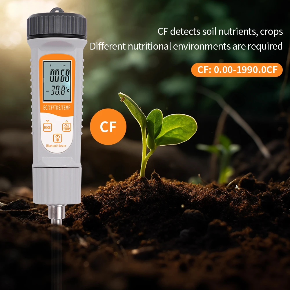 Bluetooth Soil Tester EC TDS CF Temperature Meter Moisture Humidity Sensor Plant Monitor Detector for Garden Greenhouse