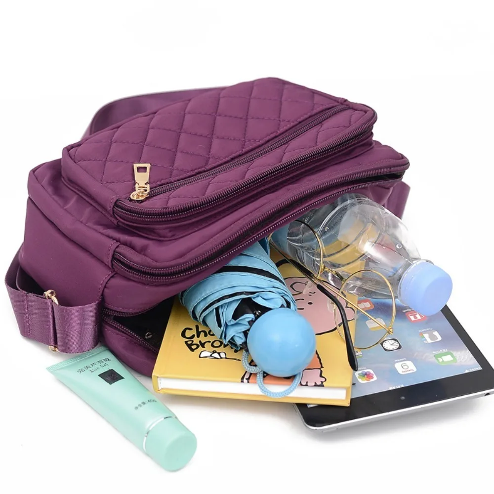 

Elegant Embroidered Nylon Crossbody Bag Large Capacity Multi Pockets Middle Aged Shoulder Bag Casual Lightweight