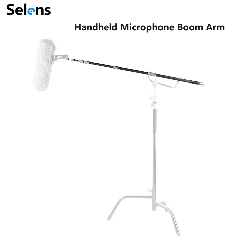 Selens Handheld Microphone Boom Arm Carbon Fiber Pole Arm Extendable 5 Section From 82 to 300CM for Microphone Sound Recording