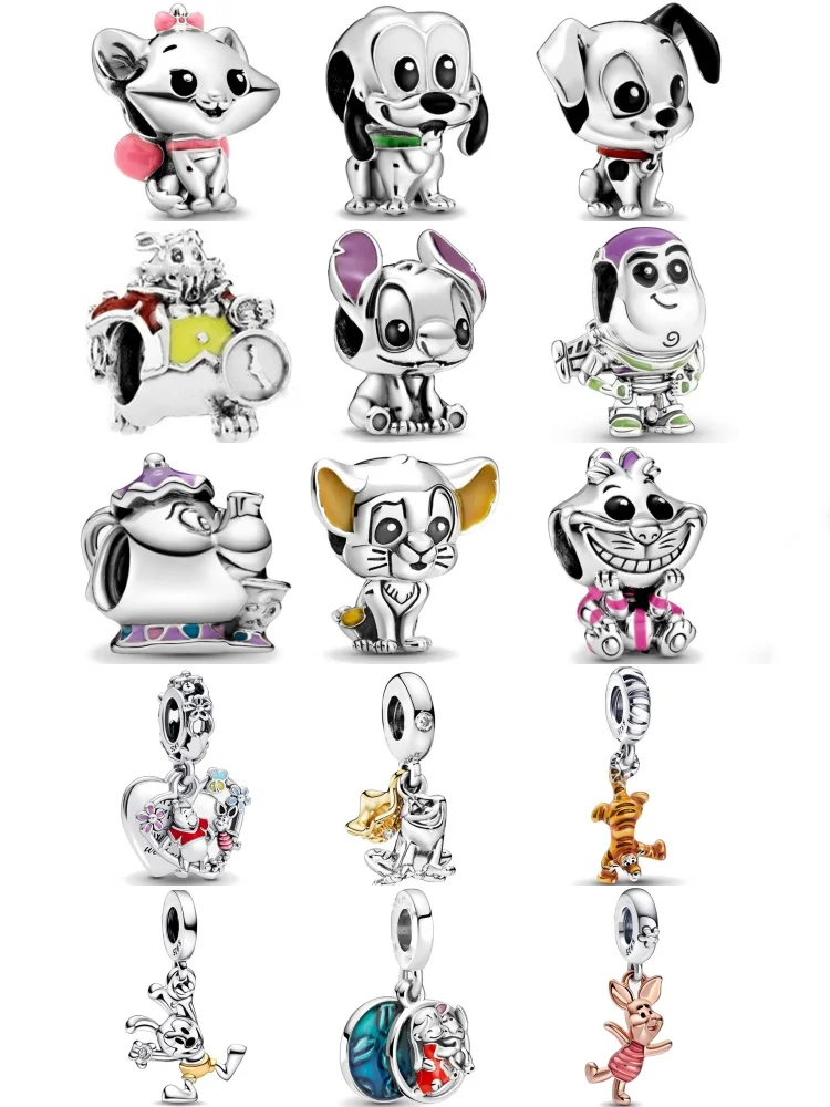 حار بيع 925 الفضة الكلب والقط والفيل حبة الماوس النمر قلادة مناسبة لسوار الأوروبي الأصلي DIY بها بنفسك مجوهرات رائعة