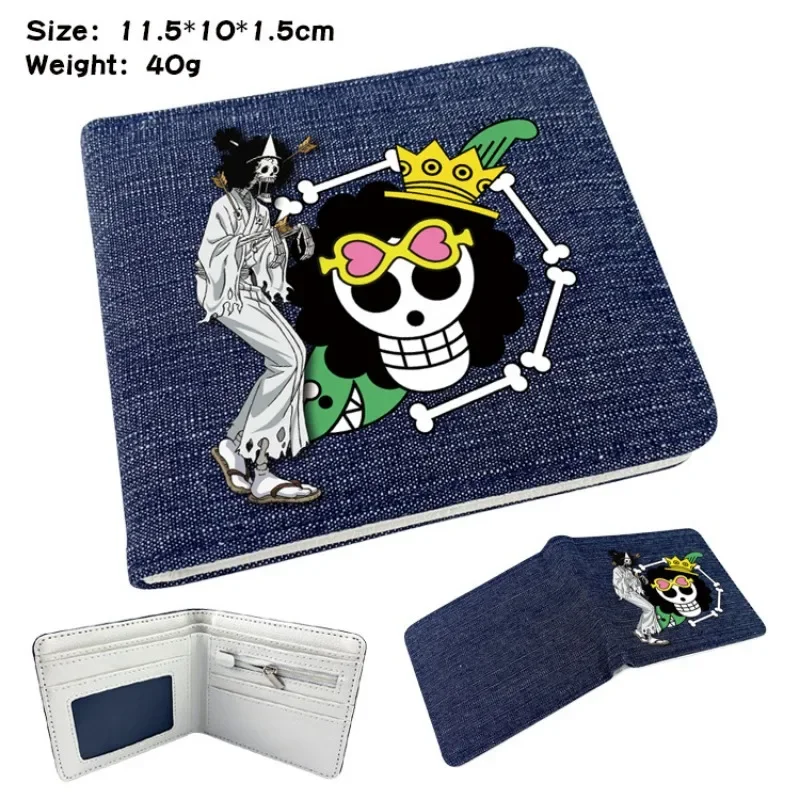 

One Piece/One Piece Anime Peripheral Male and Female Denim Half-fold Leather Wallet Short Wallet Card Bag Coin Purse