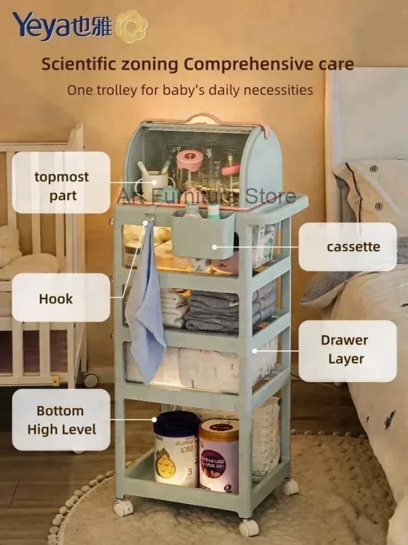 Yaya baby supplies storage rack Trolley for and newborn Bedside mobile snack floating shelf shower