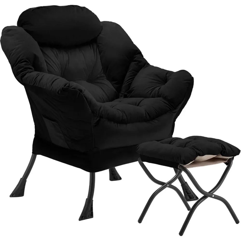 

Бестселлер: Элегантное кресло с бархатной обивкой, складным пуфом и металлическим основанием, в комплекте с противоскользящими накладками и встроенной подставкой для ног