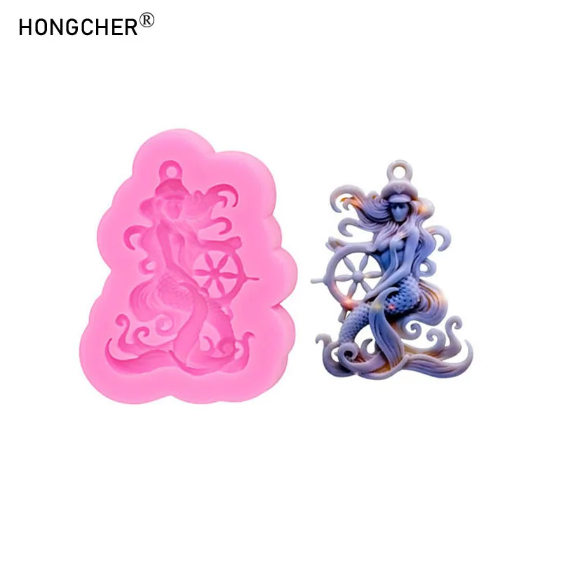 Meerjungfrau Harz Schmuck Ohrringe Anhänger Silikonform DIY handgemachte Kunst Schlüsselanhänger Tasche Dekoration Anhänger Formen