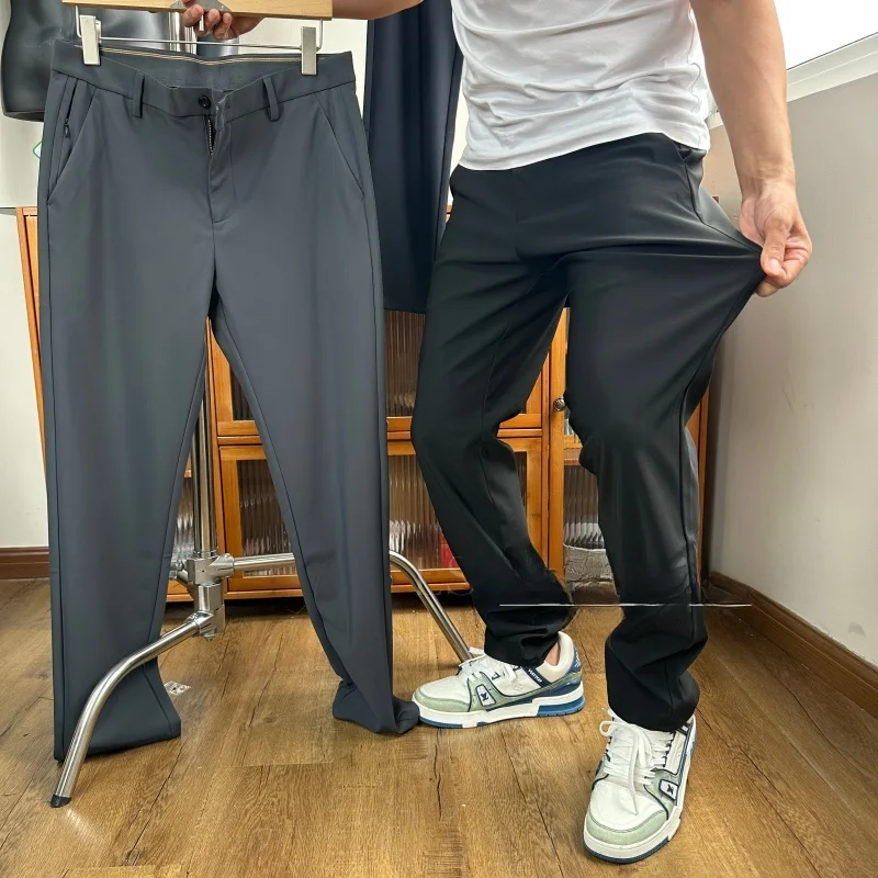 

Men's Busin Commute Straight Leg High Elastici Pants Comfortable Straight Cut Spring Autumn Seasonal High Dra Sensat...