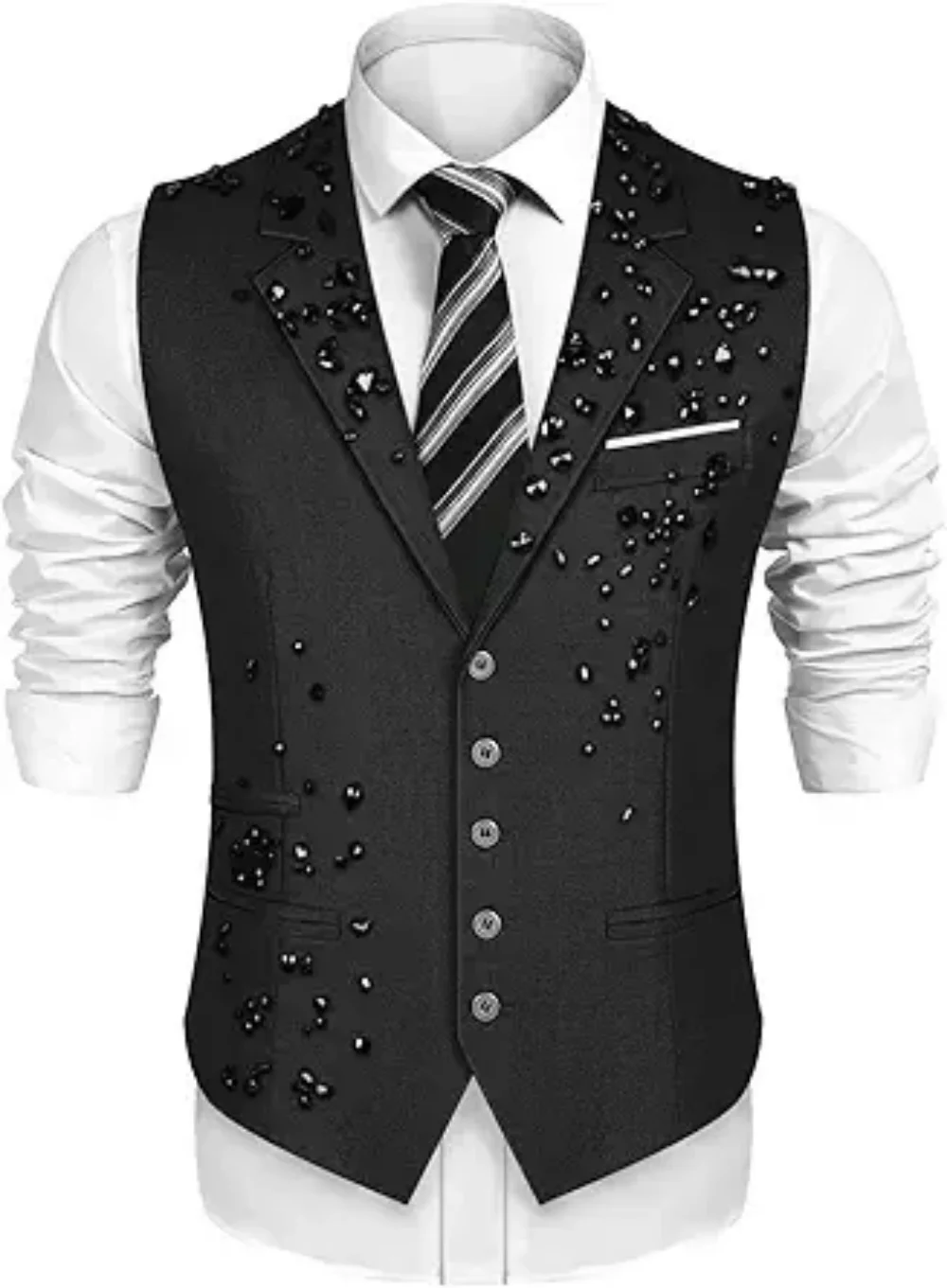 Elegant Jacket Men Suits One Coat Beads Crystal Groom Suit Set Business Blazer Fit Slim Wedding Prom Party Jacket Customized