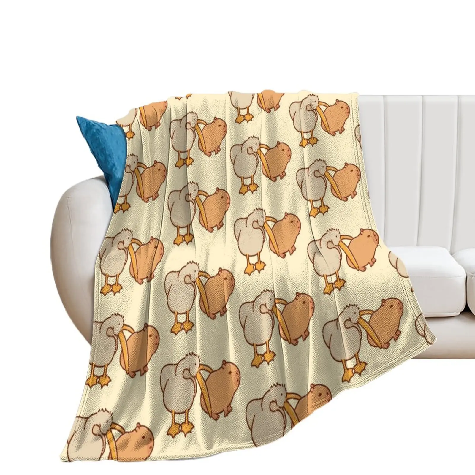 Pelican and capybara very cute Throw Blanket Bed linens Sofa Sleeping Bag Bed Fashionable Blankets