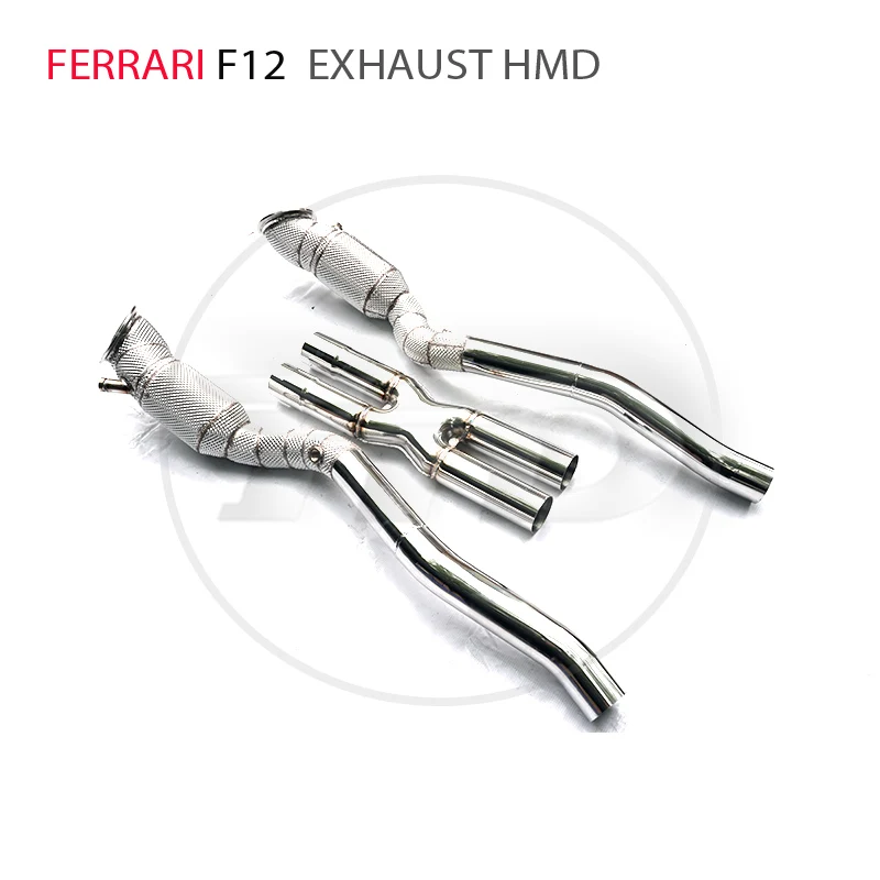 

HMD Car Exhaust Downpipe for Ferrari F12 With Catalytic Converter Header Catless X Pipe With Heat Shield