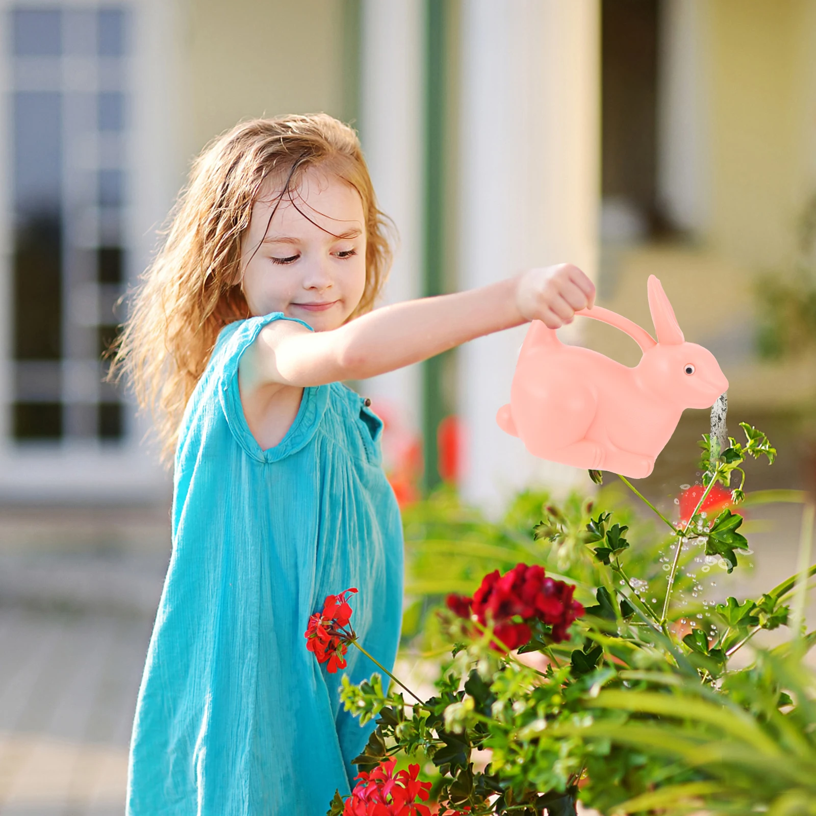 

Plastic Watering Can Rabbit Shape Kids Cartoon Outdoor Sprinkler Kettle Durable Safe Lovely Bunny Pink Garden Use