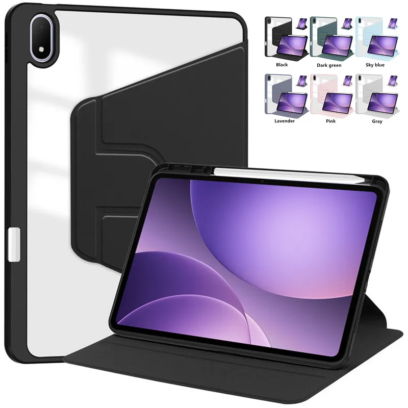 For OPPO Pad 5 Case 12.1inch OPD2506 Acrylic Rotating Smart Stand With Pencil Holder Tablet Funda for OPPO Pad 5 12.1