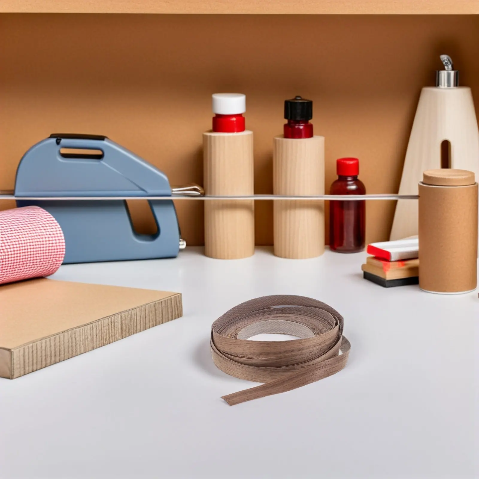 1 Roll Self-Adhesive Wood Edge Banding Strip Natural Wood Grain Tape Furniture Cabinet Door Edge Protector Trim Roll