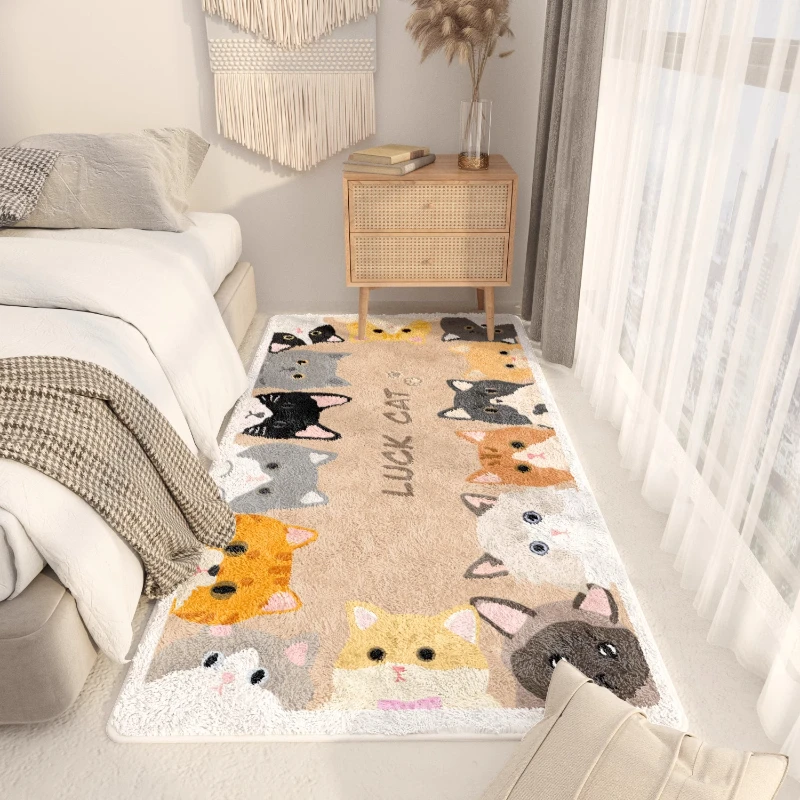 Ins Style Bedroom Decor Plush Carpet Home Fluffy Soft Rug Thicken Anti-slip Bedside Mat Cartoon Pattern Carpets for Living Room