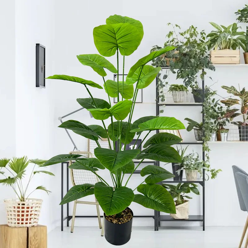 43.3 بوصة شجرة نباتات اصطناعية عملاقة واقعية كاملة الخصبة الخضرة داخلي في الهواء الطلق جميع المواسم ديكور للمنزل مكتب حفل زفاف #5