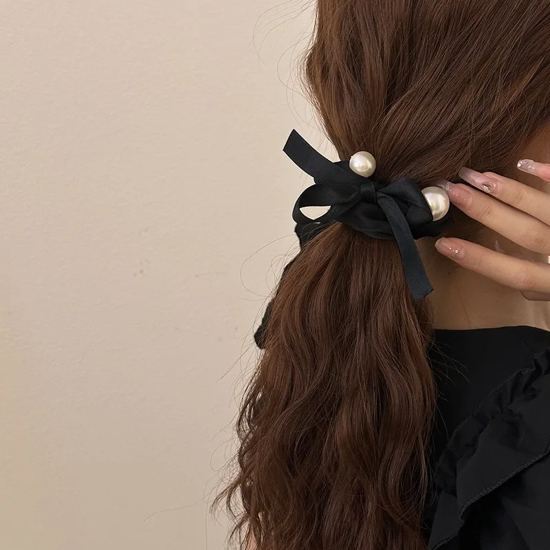 2022 Fashion Woman Pearl Hair Ties Korean Style Hairband Scrunchies Girls Ponytail Holders Rubber Band Hair Accessories