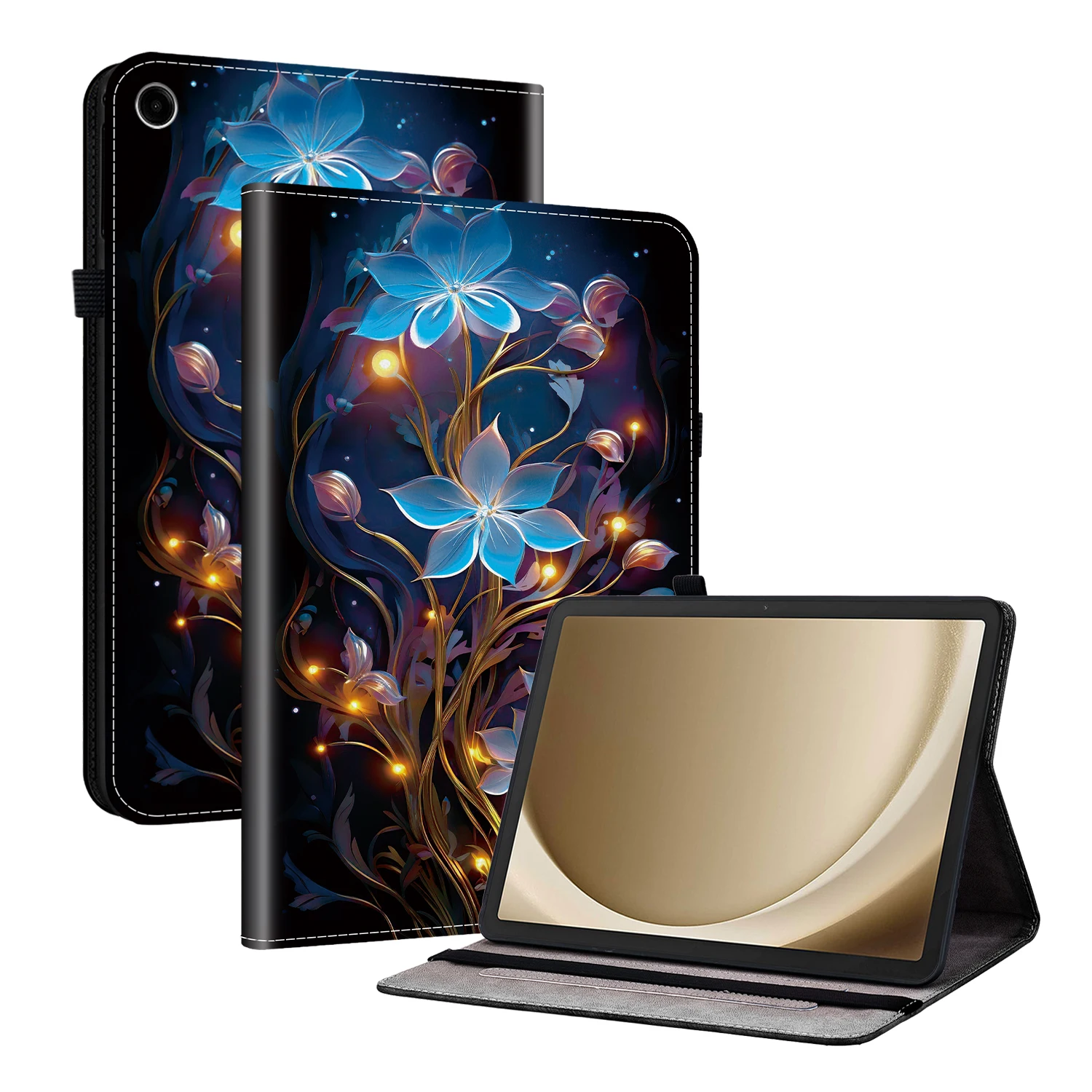 

For Samsung Galaxy Tab A11+ Leather Case Pattern Printed Stand Tablet Cover with Card Slots - Small Lantern Flower