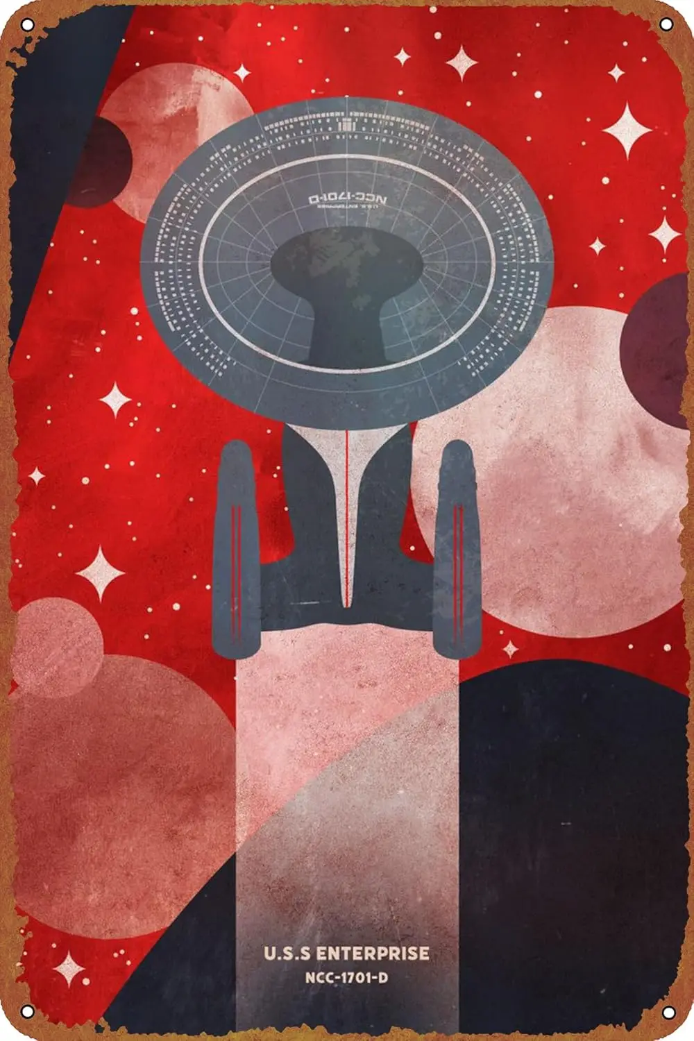 1p,NCC-1701-D USS Enterprise Poster Metal Sign Tin Metal Retro Wall Decor for Home,Street,Gate,Bars,Club