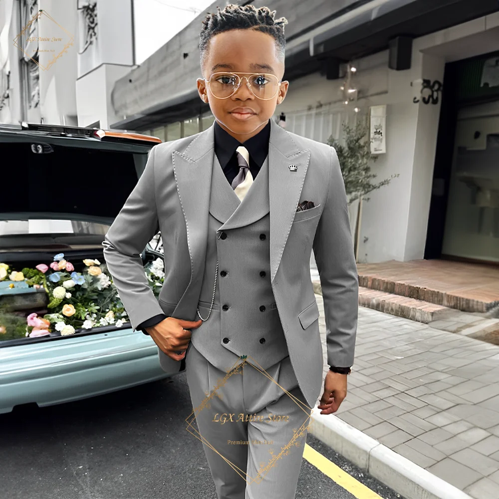 

Boys suit 3 piece suit (jacket vest pants) elegant slim formal suit double breasted vest suit - 2~16 years old children's tuxedo