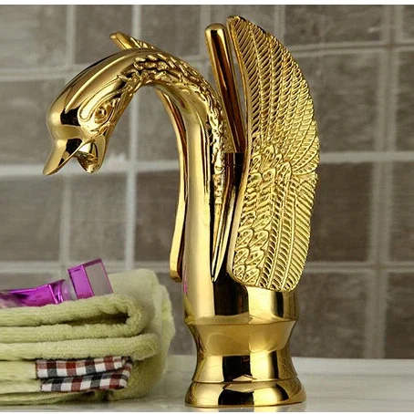 2019 Luxury European style Brass Swan shaped Water Basin for Curved Kitchen and Bathroom Use