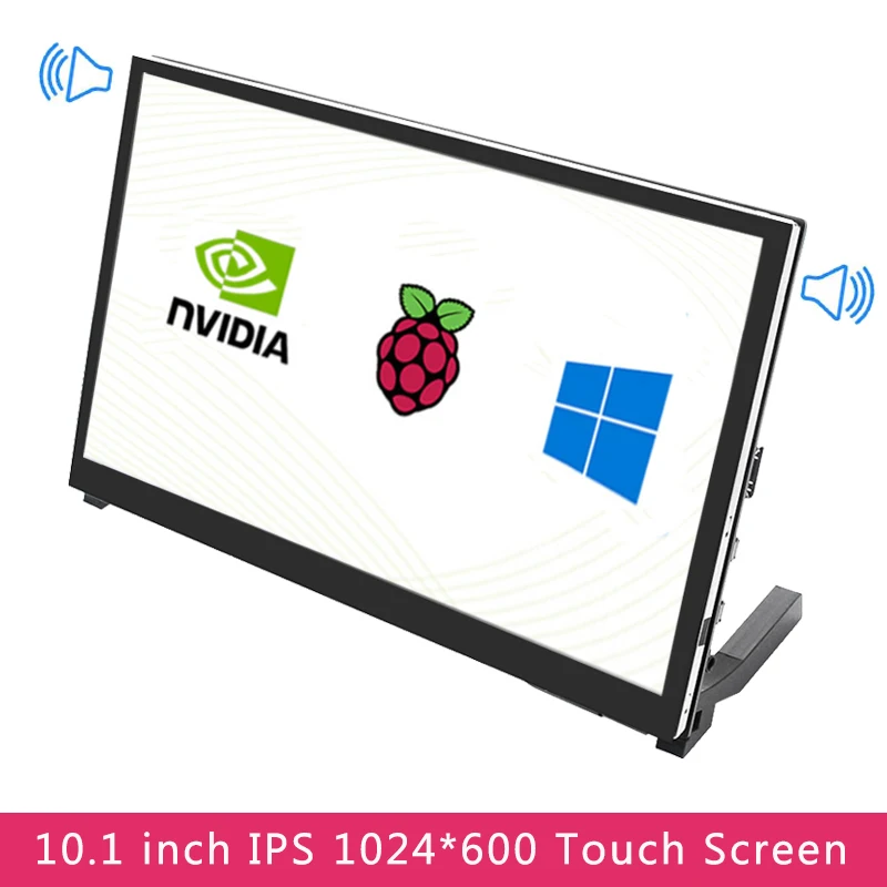 New 10.1 Inch LCD Raspberry Pi 4 IPS Capacitive Touch Screen 1024x600 Display with Speacker Holder Monitor for Raspberry Pi 4/3