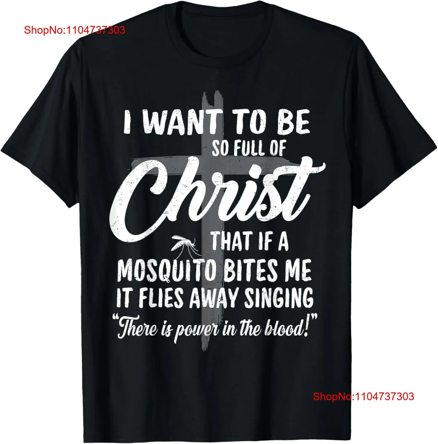 

Funny Christian Full Of Jesus Christ Mosquito Power In Blood T Shirt vintage Washed Comfortable homme Soft streetwear