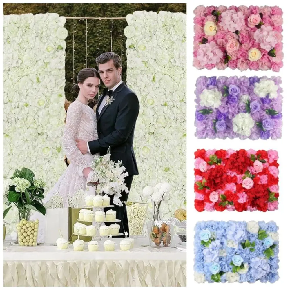 Handmade Artificial Flower Wall Panels Realistic 60X40cm Wedding Wall Backdrop Romantic Easy To Install Rose Wedding Background
