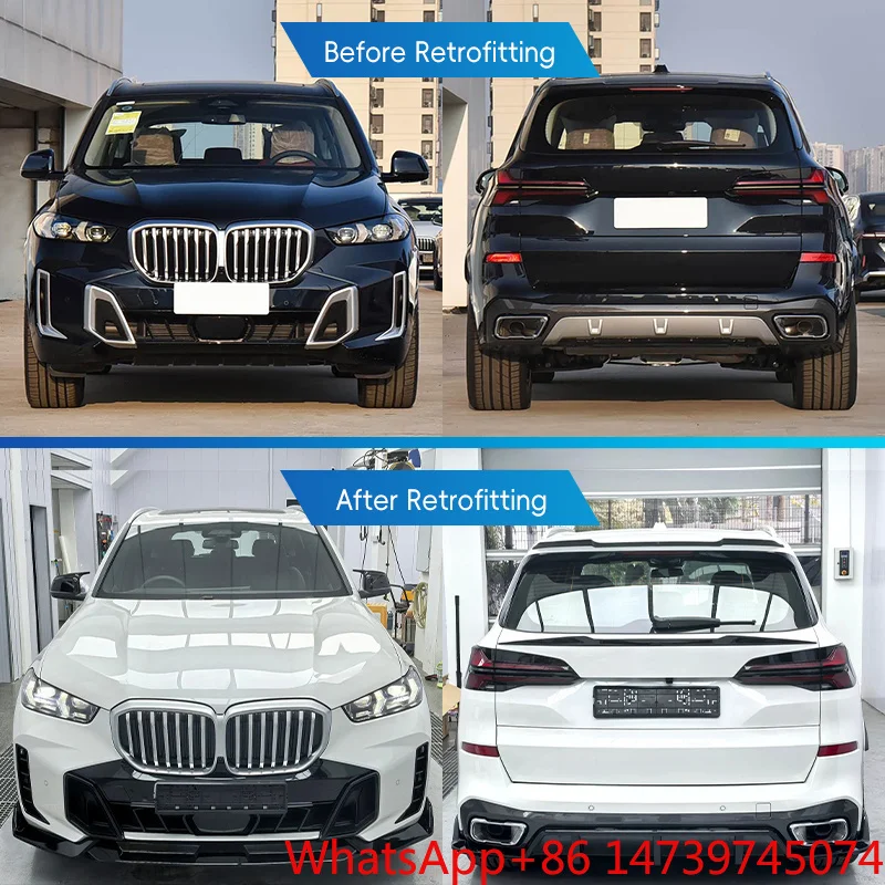2023 New M-TECH Style Body Kit For X5 G05 Bolt-On Front Rear Bumper Lip Side Skirt Wheel Arch Grille With Fog LightCar Parts Bod