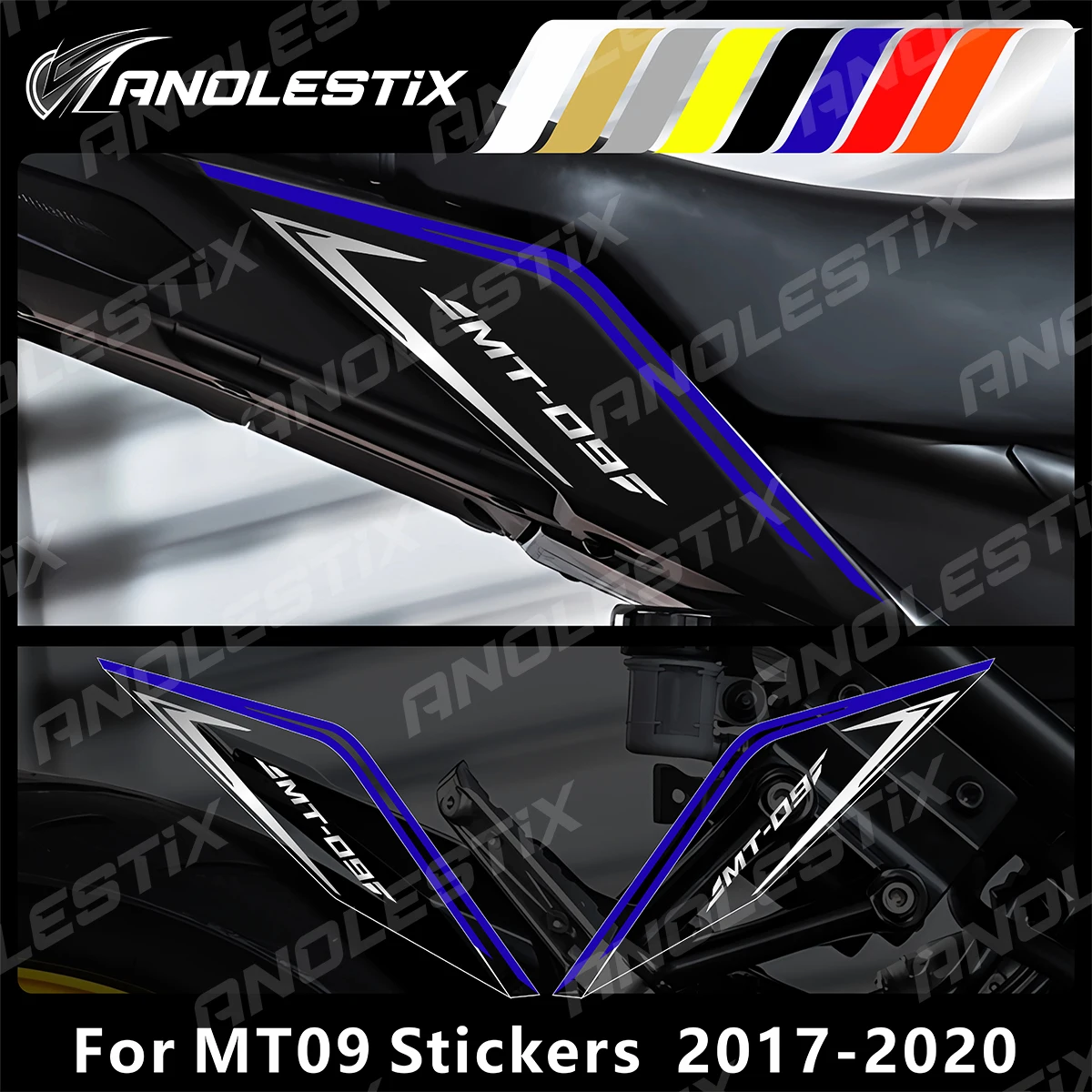 AnoleStix Reflective Motorcycle Stickers Under Seat Fairing Decals Set For YAMAHA MT09 MT-09 SP 2017 2018 2019 2020