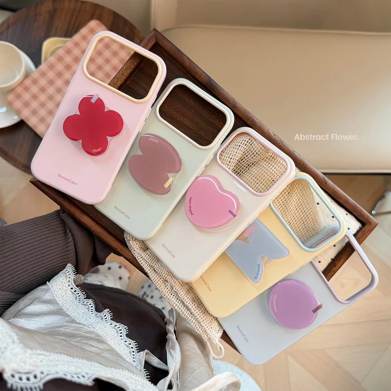 Colorful irregular geometric stand for iPhone 17 pro Max Phone case, Double Layer Soft TPU Shockproof Anti-drop Anti-fingerprint