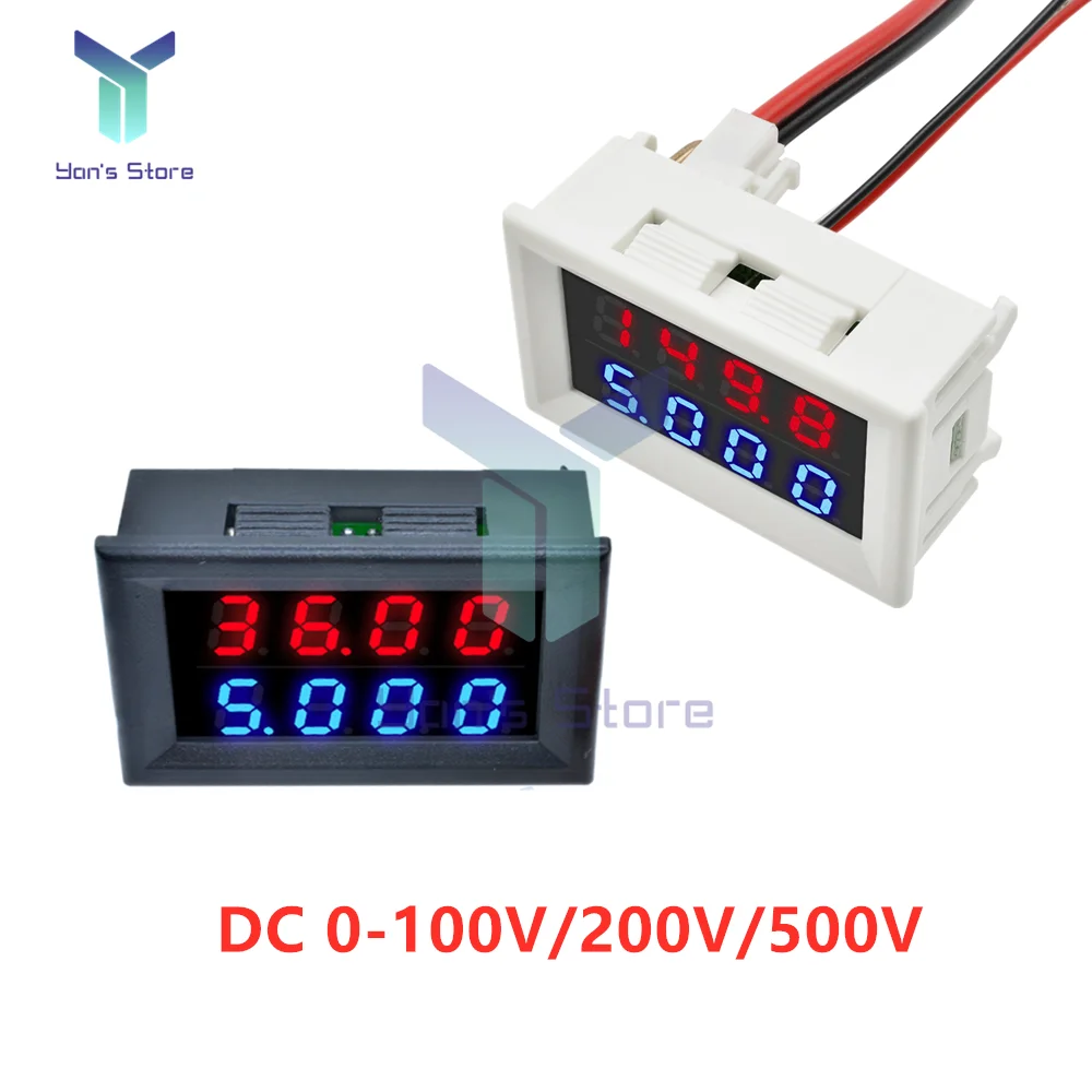 디지털 전압계 전류계, 자동차 모바일 전원 전압 테스터 검출기, DC 100V, 200V, 500V, 10A, 블루 레드, 0-500V 전압계