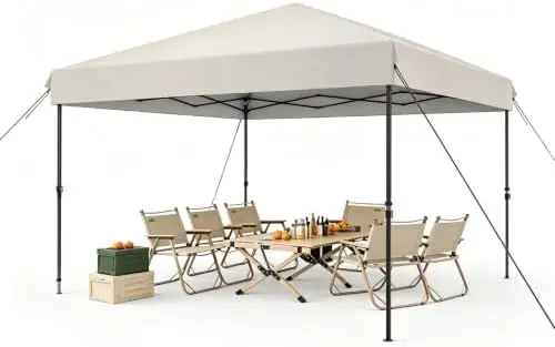 10x10 pop up Canopy Without One Push Instant,Outdoor Canopy Tent with Portable Roller Bag - 4 Weight Bags, 8 Stakes & 4