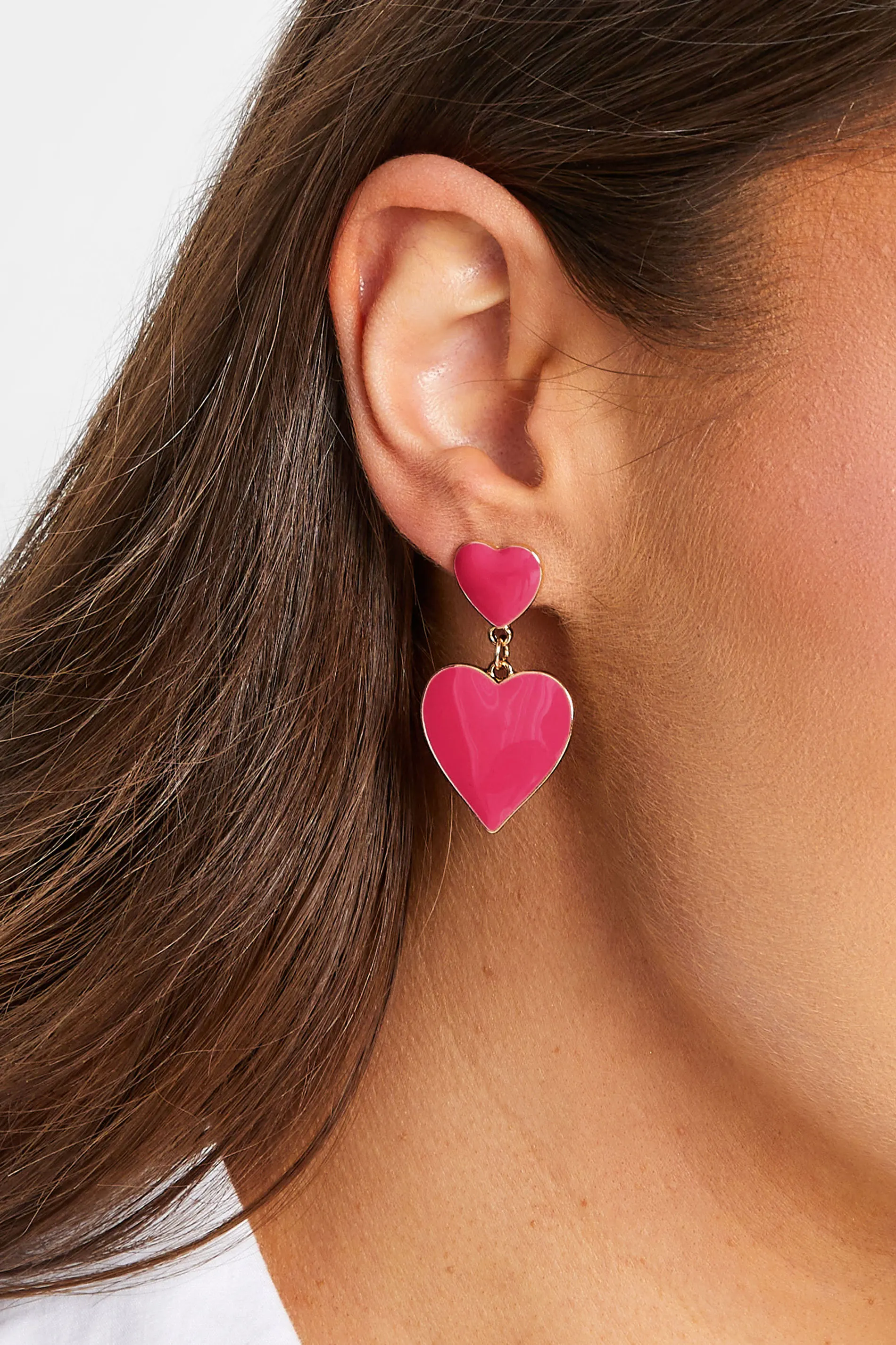 Luxury Double Heart Earrings 18K Stainless Steel Gold Plated Smooth Love vintage heart earrings For Women