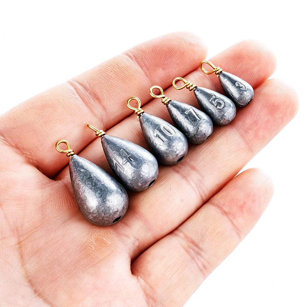 10PCS Water Drop Fishing Sinker 3.5g-20g Lead Weight with 360 Swivel Casting Tackle Accessories