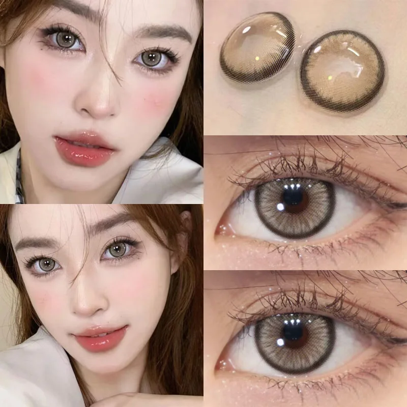 Bio-essence 1 Paar koreanische Linsen, farbige Kontaktlinsen mit Sehstärke, Myopie-Linsen mit Grad, Big-Eye-Linsen, graue Linsen