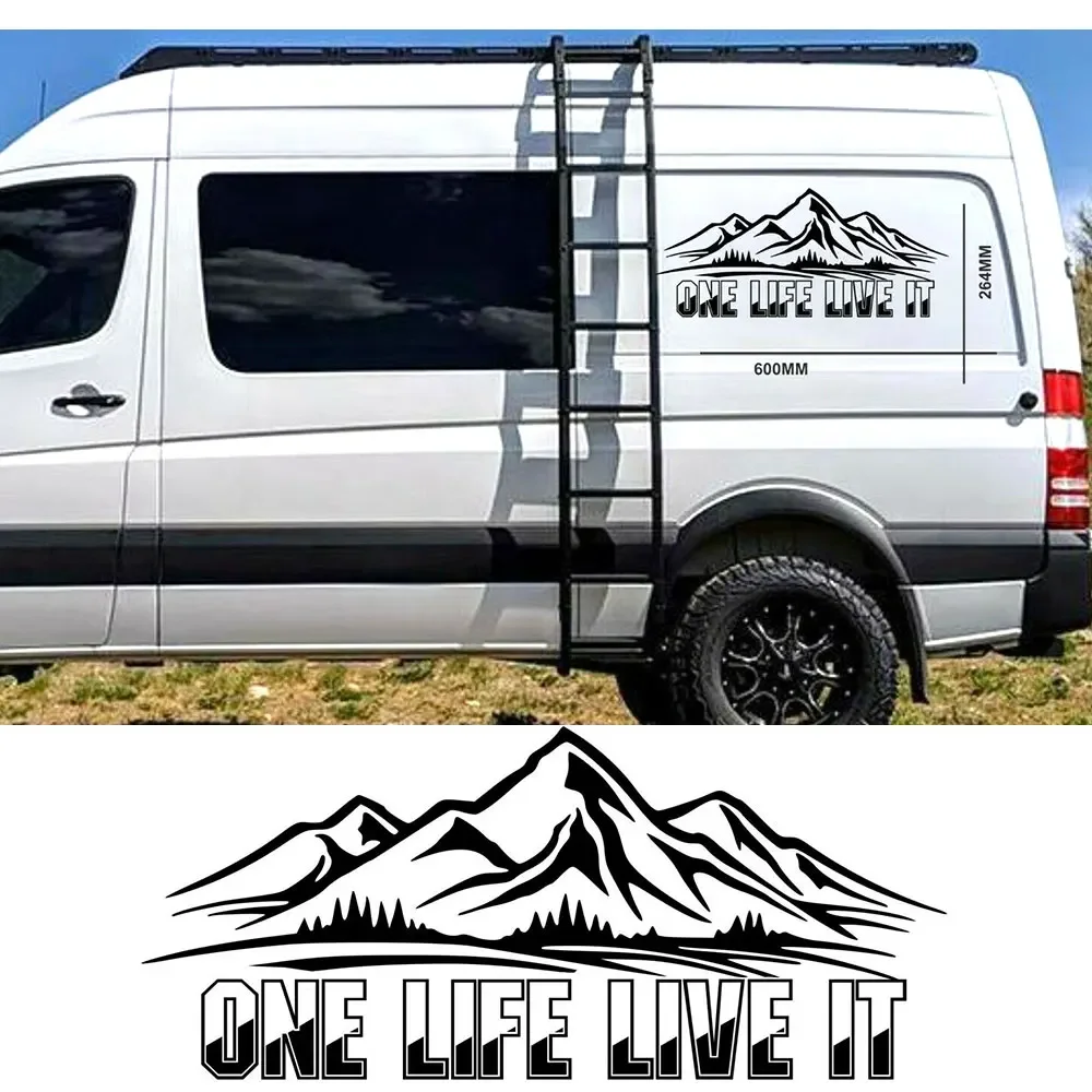 60x26.4cm for Large One Life Live It Vinyl Sticker Camper Van Motorhome Decal Mountain