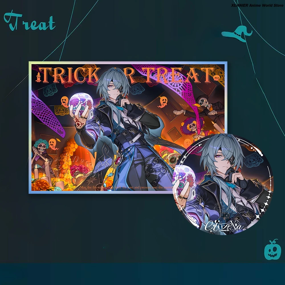 

Game Anaxa Halloween Limited Honkai：Star Rail Acrylic Colored Paper Cartoon Badge Cosplay Signature Card Desktop Ornamen