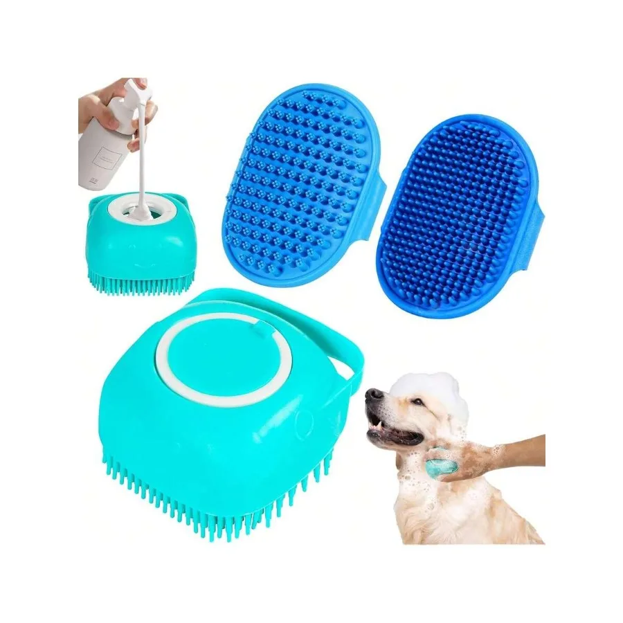 

【New style】3pcs Dog Bath Set - Shampoo Brush, Scrubber, And Shower Brush With Adjustable Handle For Short and Long Hair, 238796