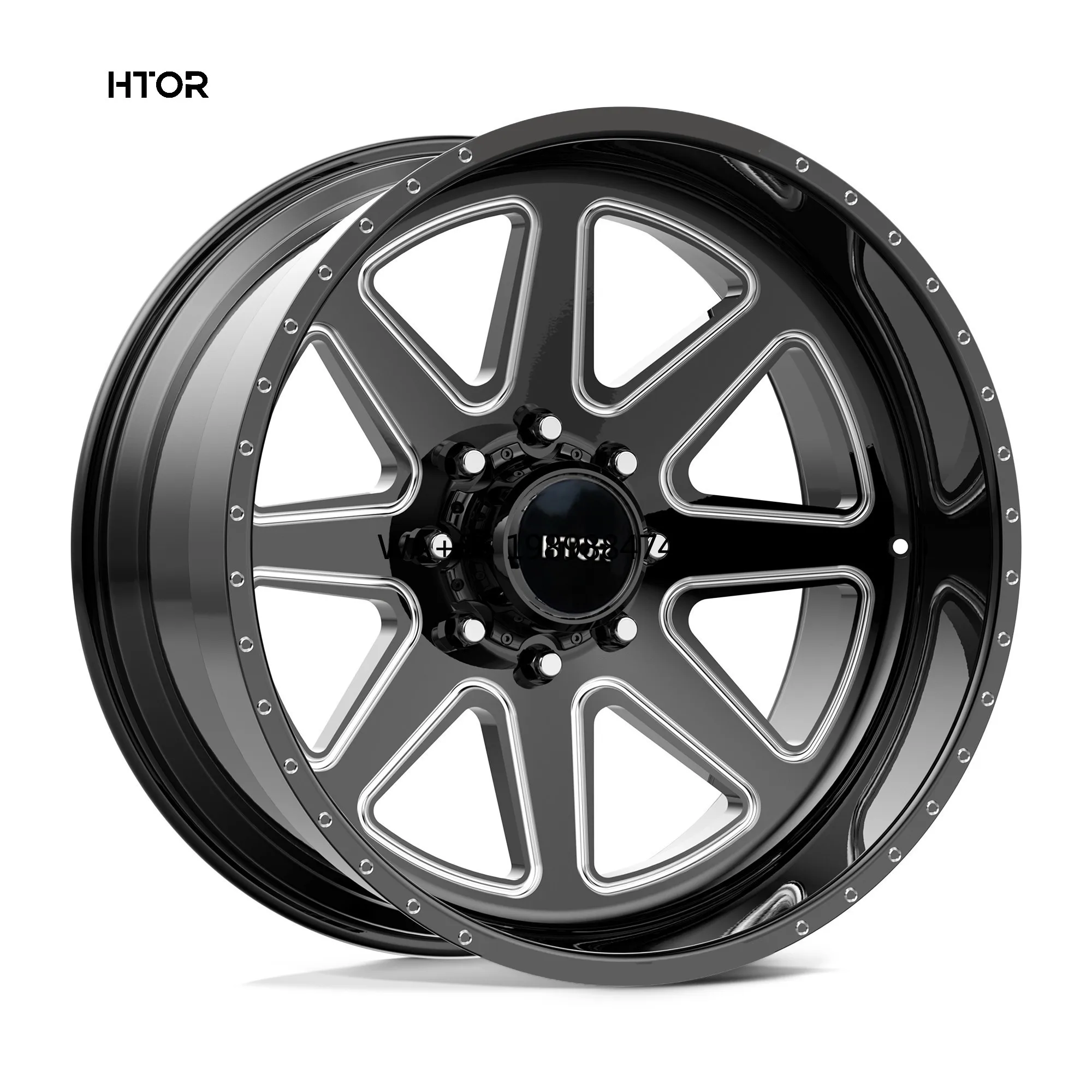 

HTOR Custom 20x10 22x12 24x14 8x165.1 8x170 H Spoke Forged Off Road Pickup Truck Wheels Gloss Black Milled 2500 Longhorn E450