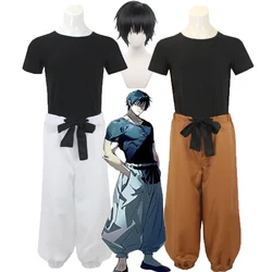 Disfraz de Cosplay de Anime Jujutsu Kaisen Fushiguro Toji, pantalones Unisex para adultos, peluca de Halloween Rave Combat Fushiguro, disfraces de Cosplay para hombres