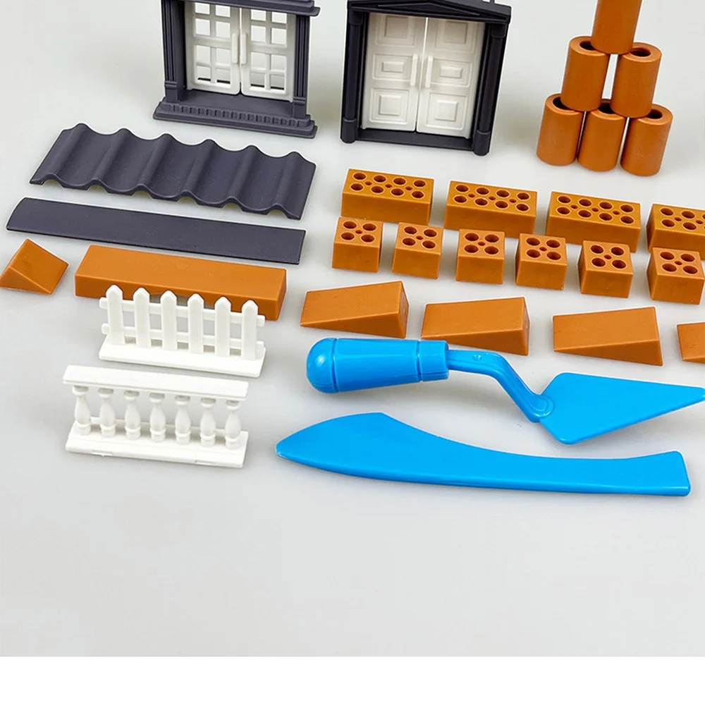Miniature Plastic Bricks Blocks DIY Construction Model Parts Kids Handmade Masonry Tools Realistic Building Units